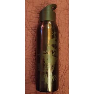 2008 Starbucks 24 oz Tumbler Bronze w/ etched floral pattern